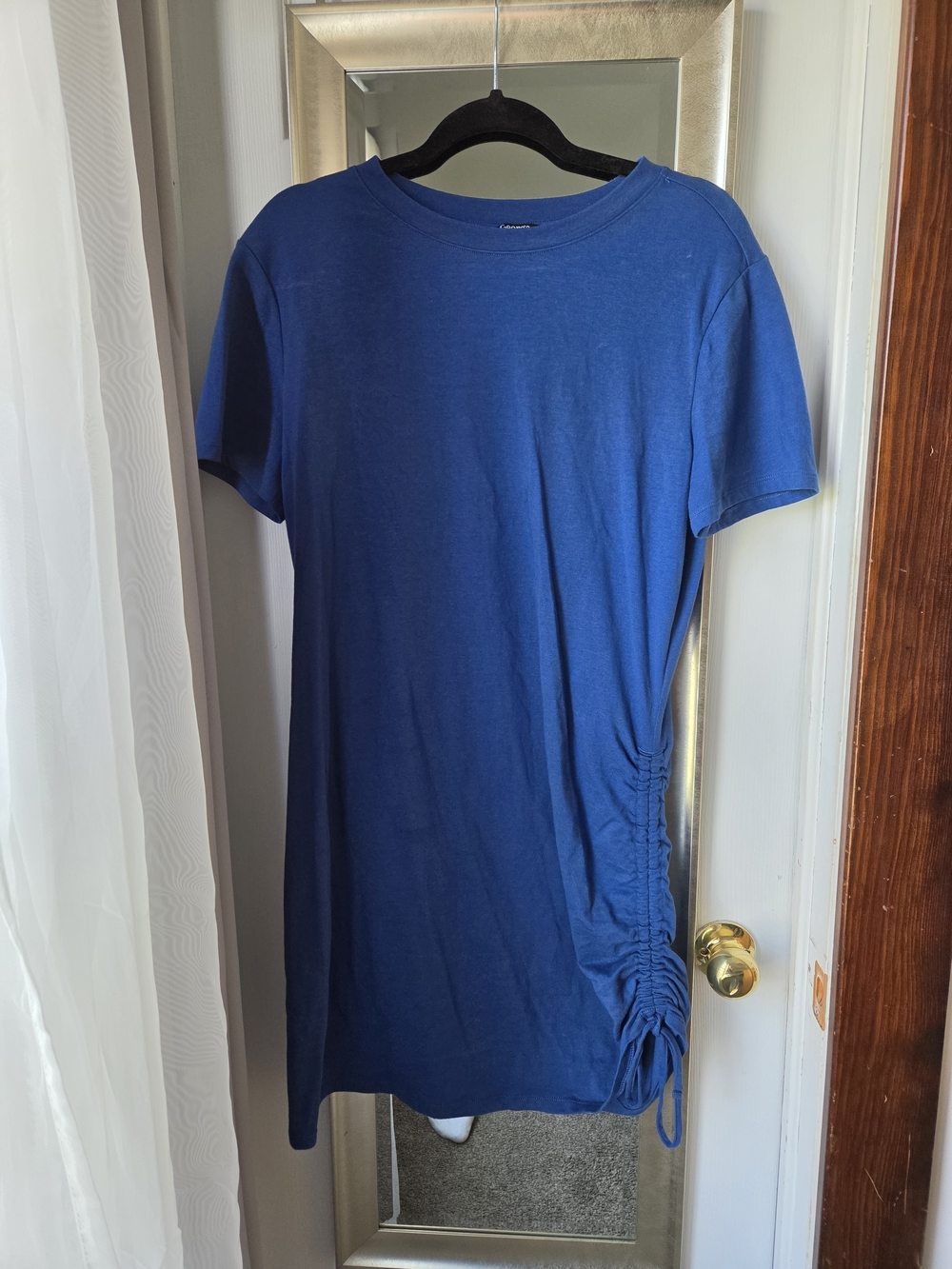 George Blue Short Sleeve Side-Ruched Dress
